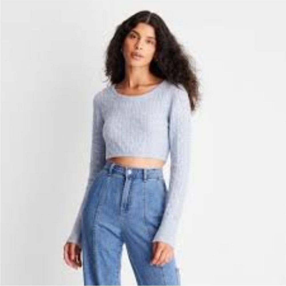 Future Collective Reese Blutstein Cropped Scoop Neck‎ Sweater L